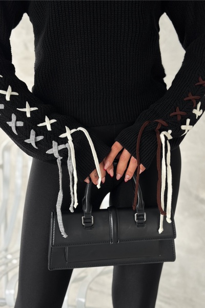 FEMELLE Women's Beige Standard Size Turtleneck Sleeve Knit Detailed Knitwear Sweater