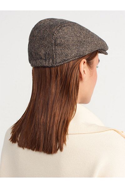 Külah Copper Wool Flat Cap Herringbone Patterned Cap Hat
