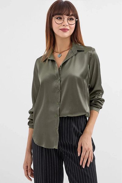 hazelin Γυναικείο Χακί Σατέν Πουκάμισο Hijab HZL25W-BD 139641