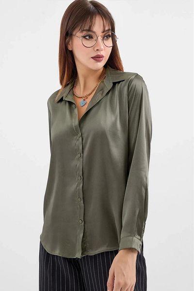 hazelin Γυναικείο Χακί Σατέν Πουκάμισο Hijab HZL25W-BD 139641
