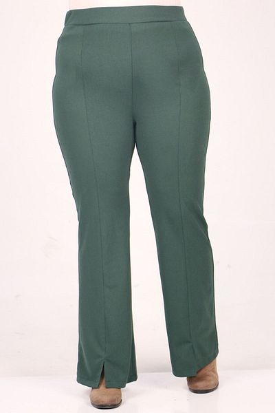 Eslina 29502 Large Size Spanish Leg Front Slit Trousers - Emerald