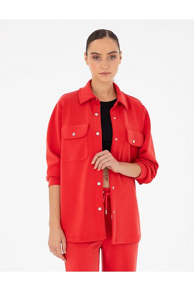 Pierre Cardin Red Oversize Modal Fabric Knitted Cardigan 50291222 -Vr030