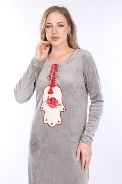 mervemoda ЖІНОЧА ОКСАМИТОВА СУКНЯ З ДОВГИМ РУКАВОМ