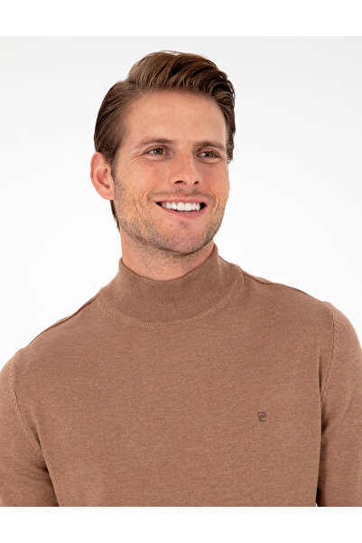 Pierre Cardin Camel Melange Slim Fit Half Turtleneck Basic Knitwear Sweater 50296614-Vr122
