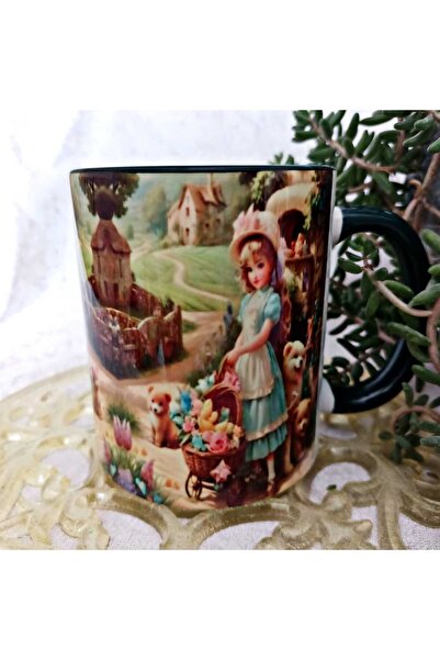 Mugs and love Patika yol vintage baskı büyük boy kupa
