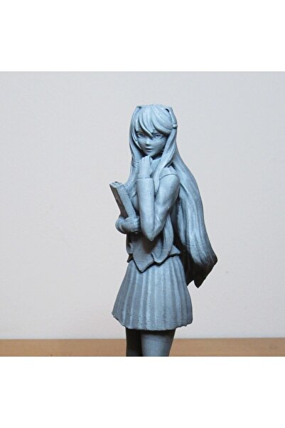 3Duman Doki Doki Literature Club Yuri Figürü - Gri - 15 CM