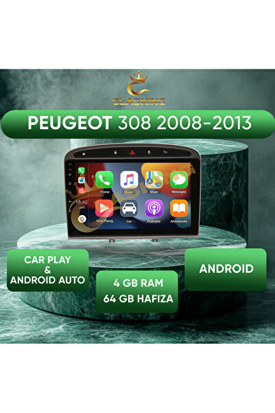 ClasKing PEUGEOT 308 2008-2013 Uyumlu GRİ 4 GB RAM 64 GB HAFIZA ANDROID CARPLAY MULTIMEDIA