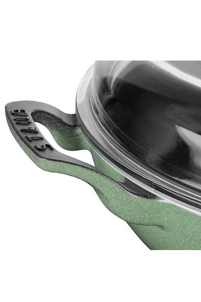 STAUB Cast Iron 30cm Sauté Pan with Glass Lid Sage - 405087090