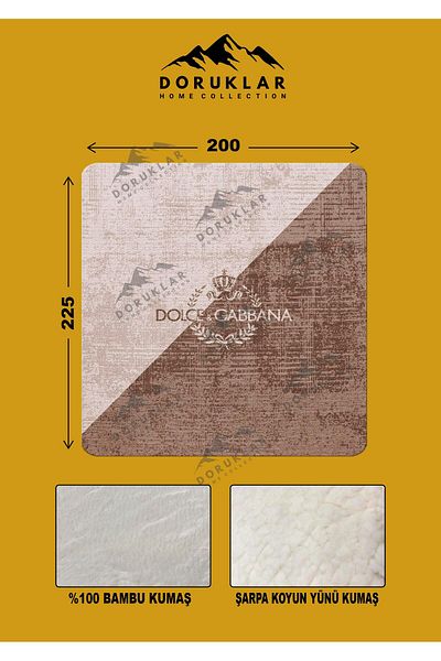 Doruklar Home Collection 100% Bamboo Fabric Decorative Modern Patterned Blanket