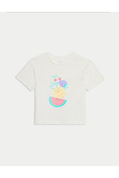 Marks & Spencer Saf Pamuklu 3'lü Kısa Kollu T-Shirt (0-3 Yaş)