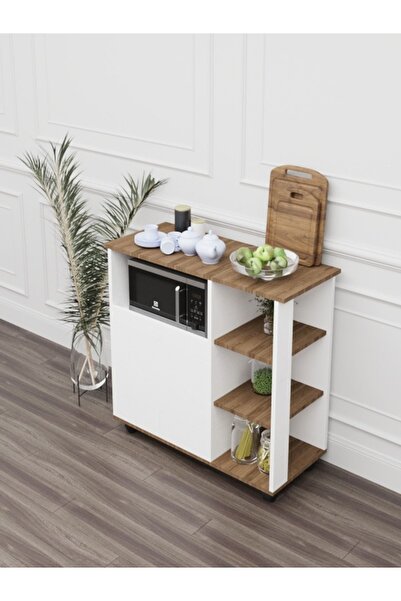 moka park avm Bozlale Tekerlekli Çok Amaçlı Kahve Köşesi & Mikrodalga Dolabı | Modern Mutfak Dolabı