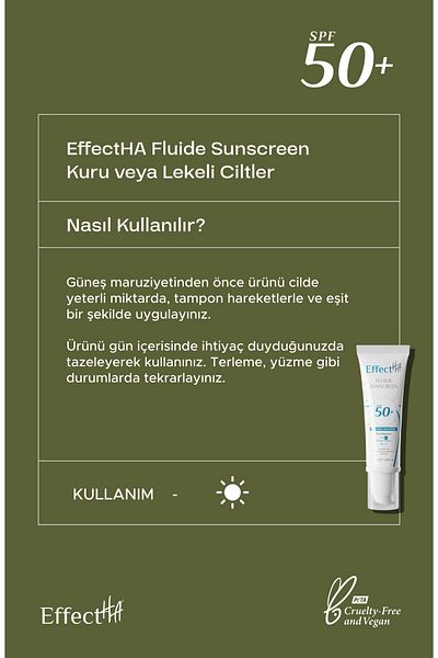 EffectHA Fluide Sunscreen - Dry, or Stained, Moisturizing Sunscreen Cream Spf50