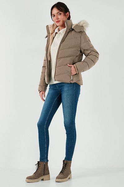 Lela Παλτό Regular Fit Puffer με αποσπώμενη κουκούλα και φερμουάρ - ΠΑΛΤΟ με τσέπες 497DİNA