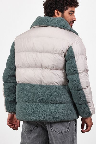 MADZEYMODA Πέτρα-Mint Διπλό Χρώμα Λούτρινο Λεπτομερές Χοντρό Παλτό Mz50638