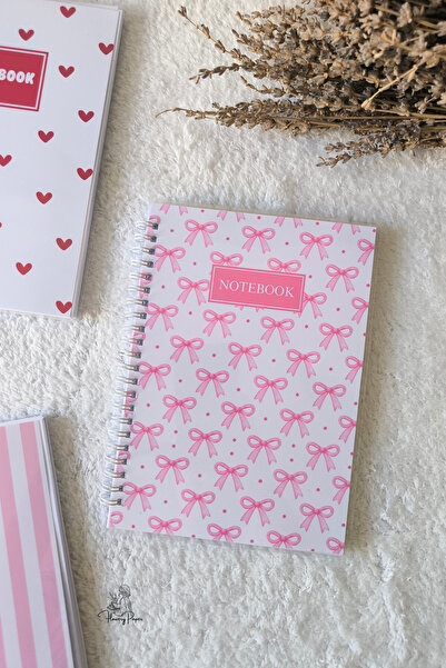 Flowery Paper Kurdele Çizgili Telli Defter A5,60 Yaprak 120 Sayfa Notepad, Me...