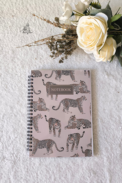 Flowery Paper Leopar Telli Defter A5, Kareli ,60 Yaprak 120 Sayfa Notepad Blo...