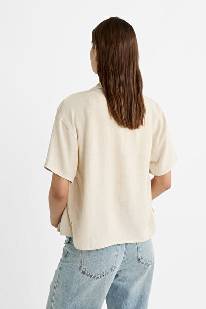 Stradivarius Short sleeve linen blend shirt