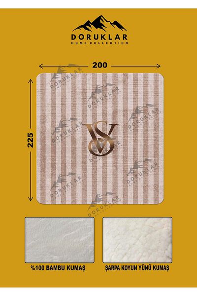 Doruklar Home Collection 100% Bamboo Fabric Decorative Modern Patterned Blanket