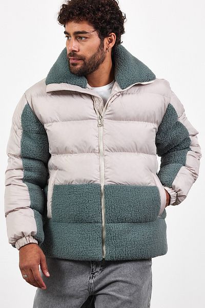MADZEYMODA Πέτρα-Mint Διπλό Χρώμα Λούτρινο Λεπτομερές Χοντρό Παλτό Mz50638