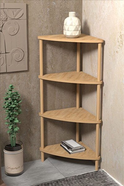 DESENGO Safir Meşe Köşelik Kitaplık Çiçeklik Kiler Banyo Dolabı.