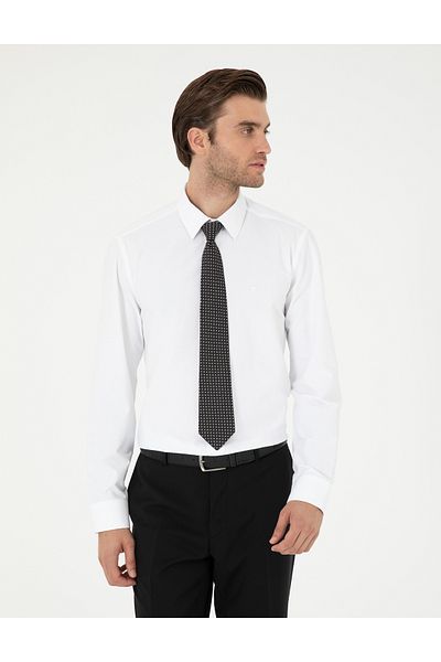 Pierre Cardin Λευκό Slim Fit Μακρυμάνικο Πουκάμισο Basic 50297903-VR013