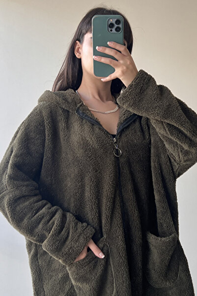 SaklıButik Cardigan oversize din pluș simplu SK-8343