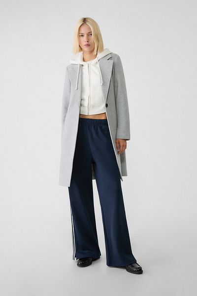 Stradivarius Soft-touch button-up midi coat