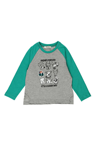 Panço Erkek Bebek Bisiklet Yaka Yırtmaç Detaylı Tişört