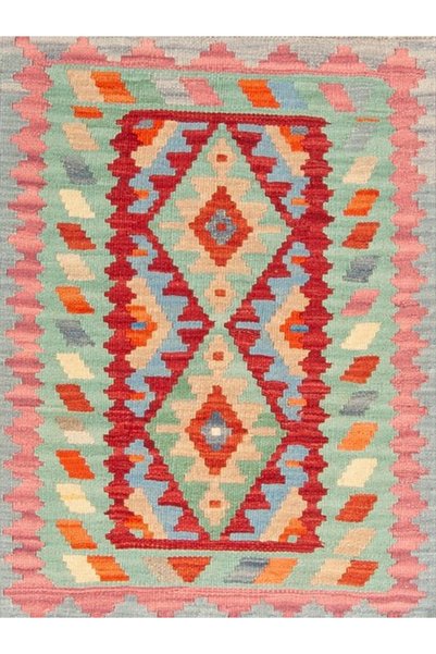 Rugs Modern Halı Aysu Collection Pink Green Red Ethnic Patterned Woven Base M...