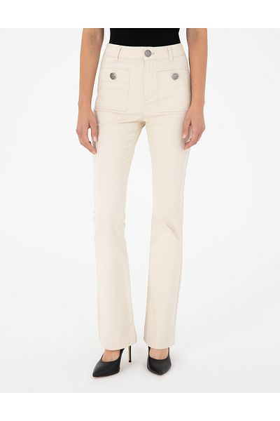 Pierre Cardin Ecru Flare Fit Trousers 50292885-Vr019