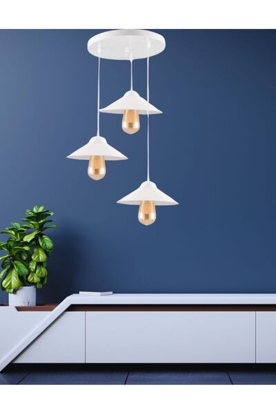 LBX LİGHTİNG BOX Yıldız Home Japon Şapka 3.lü Rustik Beyaz Avize