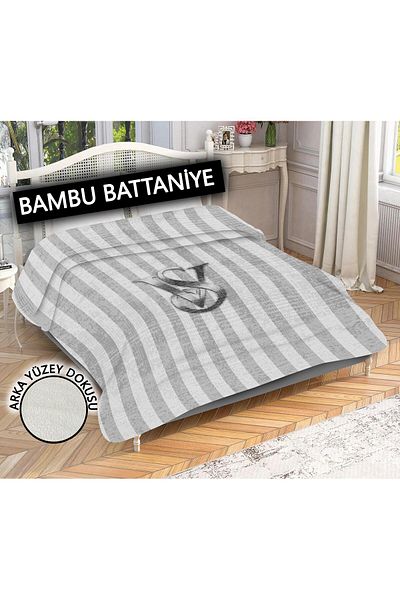 Doruklar Home Collection 100% Bamboo Fabric Decorative Modern Patterned Blanket