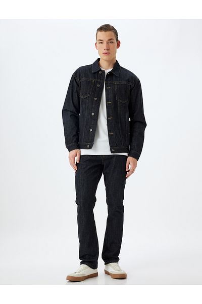Koton Geknöpfte Jeansjacke aus Baumwolle mit Taschendetail