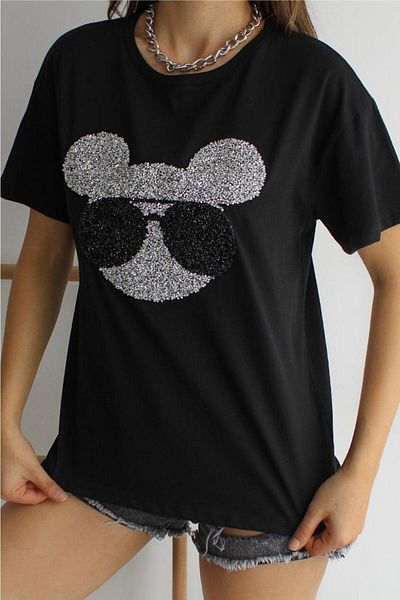 FEMELLE Tricou din bumbac cu decolteu triplu sezon nou pentru femei