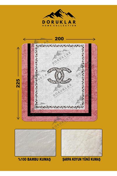 Doruklar Home Collection 100% Bamboo Fabric Decorative Modern Patterned Blanket
