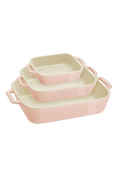 STAUB Ceramic Rectangular Oven Tray Set 3 Pcs Pink - 1025099