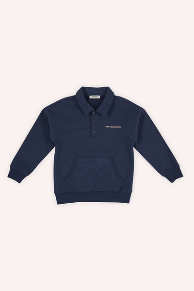 Panço Erkek Çocuk Yakalı Lacivert Sweatshirt