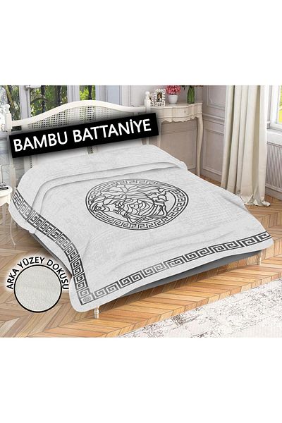 Doruklar Home Collection 100% Bamboo Fabric Decorative Modern Patterned Blanket