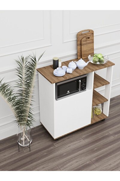 moka park avm Bozlale Tekerlekli Çok Amaçlı Kahve Köşesi & Mikrodalga Dolabı | Modern Mutfak Dolabı