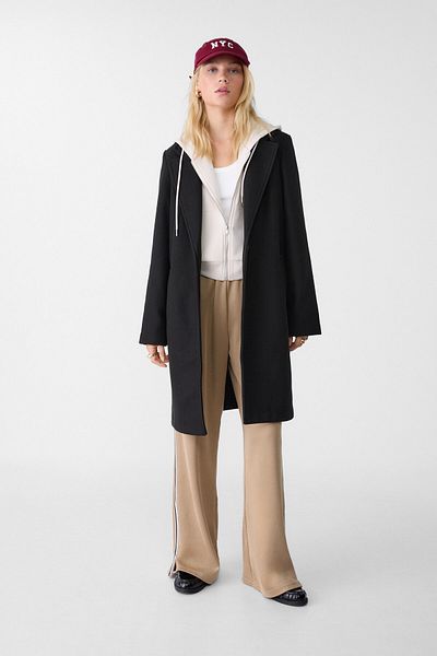 Stradivarius Soft-touch button-up midi coat