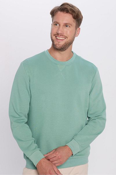 Tudors Unisex Oversize Wide Cut βαμβακερό βασικό πράσινο φούτερ με λαιμόκοψη