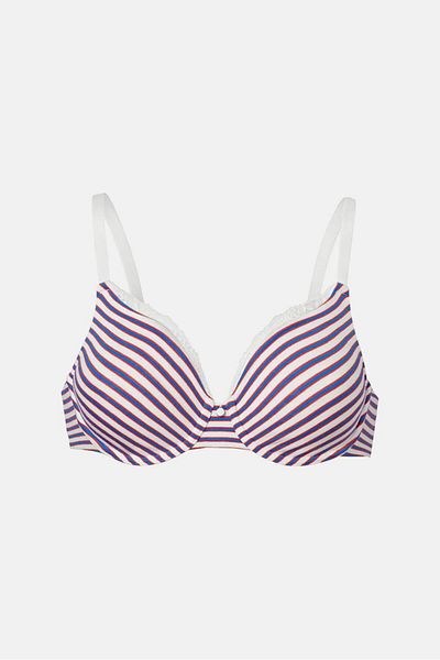 Tchibo Women Underwired Striped Non Padded Bra, White