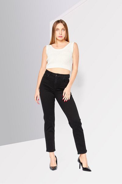 Replay Women Straight Fit Stretchable Plain Denim Jeans, Black