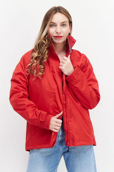 Tresspass Women High Neck Long Sleeve Solid Windbreaker Jacket, Red