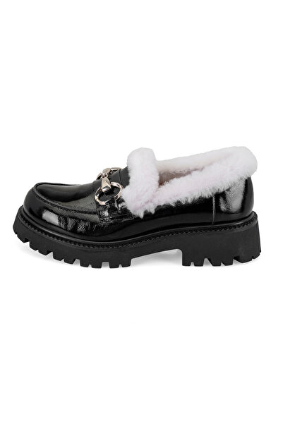 Desa Kadın Siyah Toka Aksesuarlı Deri Loafer