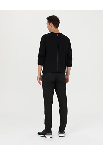 Pierre Cardin Siyah Slim Fit Beli Lastikli Kanvas Pantolon 50278461-VR046