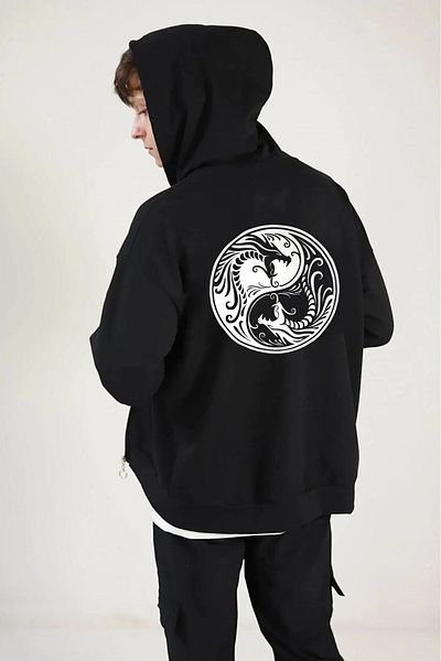 memowear Ζακέτα με στάμπα Ying Yang από πλεκτό ύφασμα Unisex