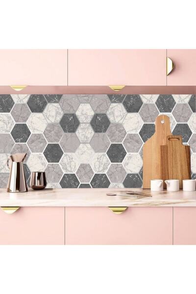 Bigaimaj Кухонна стільниця - самоклеюча фольга, шестикутна геометрична з мармуровим візерунком, 60 см x 100 см