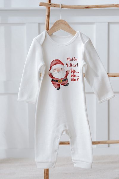 Lilabio 100% Organic Cotton Long Sleeve Christmas Themed Baby Romper