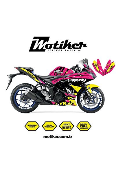 Motiker Yamaha YZF R25 Rossi Köpek Balığı Shark Sticker Etiket Kaplama Modeli...